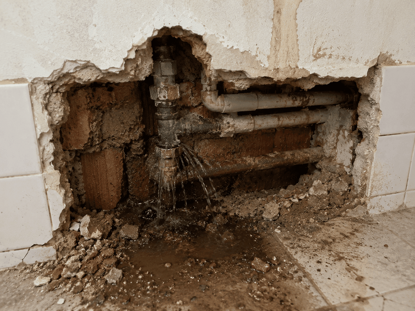 Saniran spoj na vodovodnoj instalaciji nakon curenja vode.